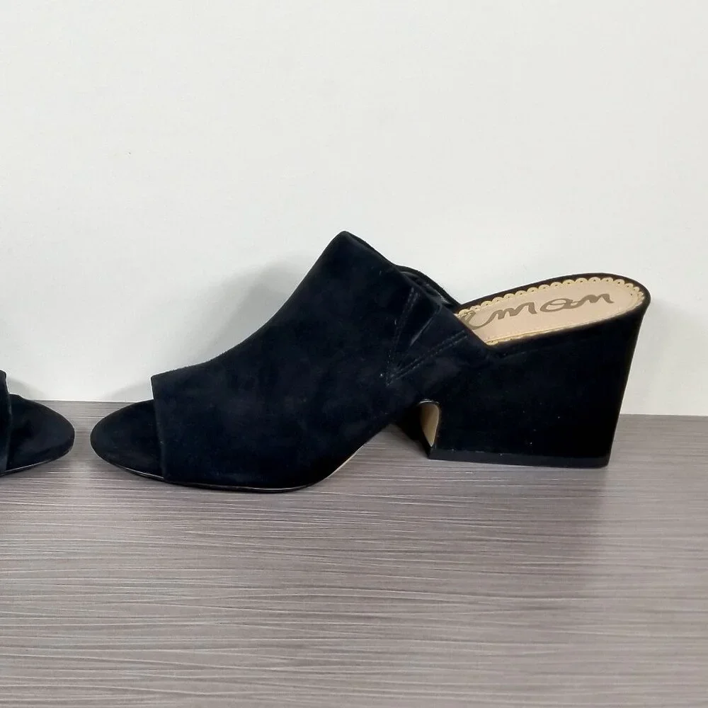 Sam Edelman Rheta Suede Slide Sandals, Black Suede, Womens Size 7 M / 37 - Picture 9 of 12